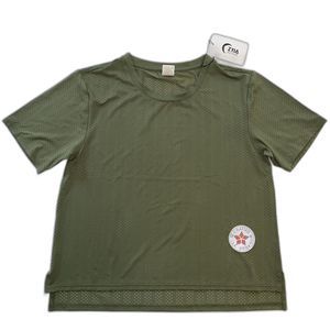 Zyia Olive Green Vertical Chill Cropped T-Shirt Women's XXXL Perforated